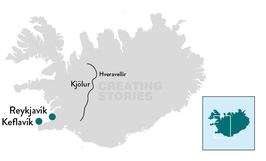 Paardrijdtocht ´Kjölur´ - kaart