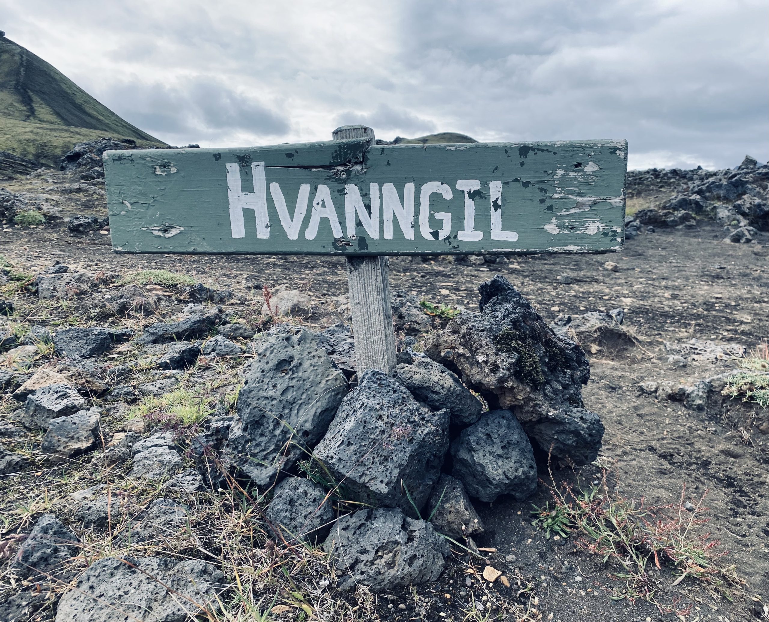Laugavegur Gruppenreise Anna Rottier - 30. Juli - Schild Hvanngil