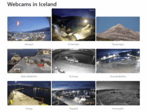 Webcams op IJsland. Webcams auf Island. Webcams in Iceland.